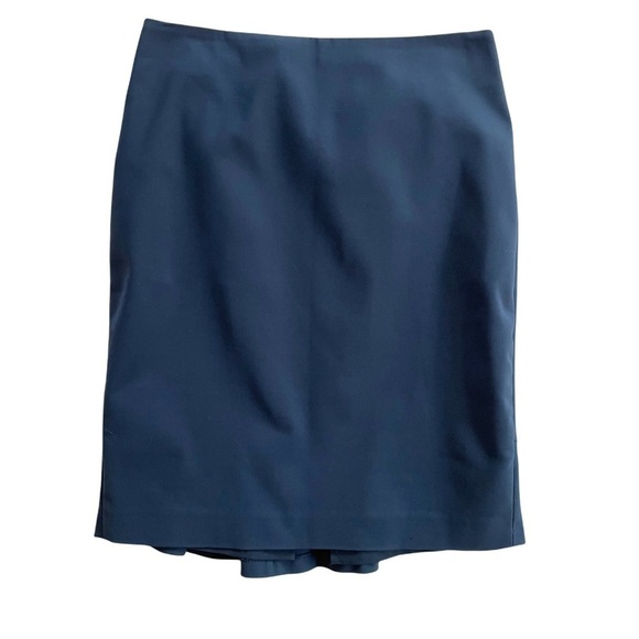 Ann Taylor Navy Blue Cotton Poplin Pencil Skirt 0P - Picture 2 of 8